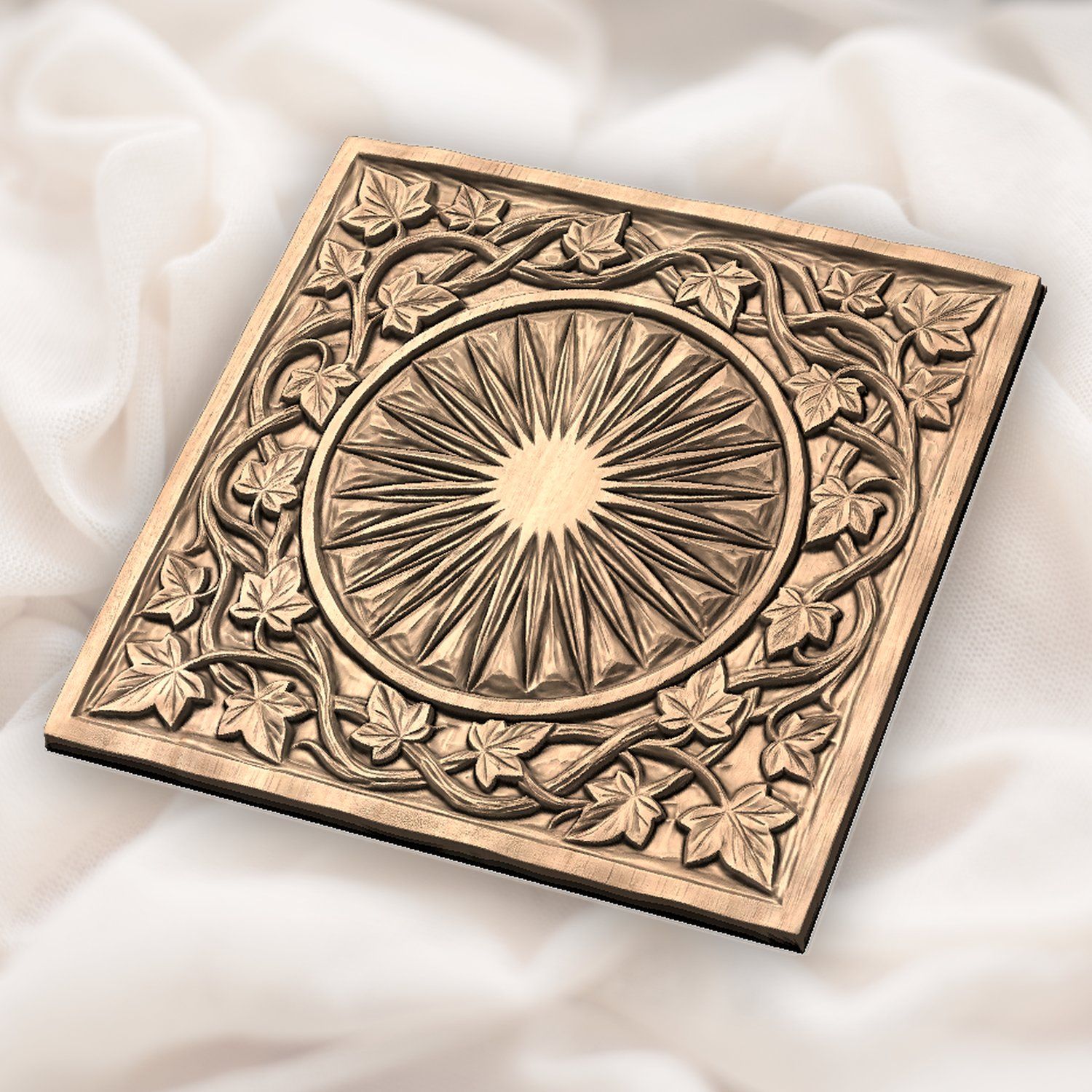 Elven Sun Shield Ivy Vines CNC Relief STL bas-relief STL — view 6
