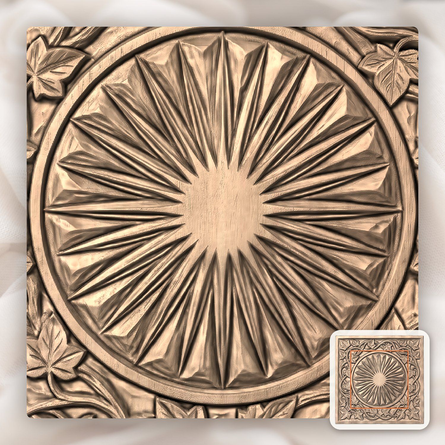 Elven Sun Shield Ivy Vines CNC Relief STL bas-relief STL — view 7