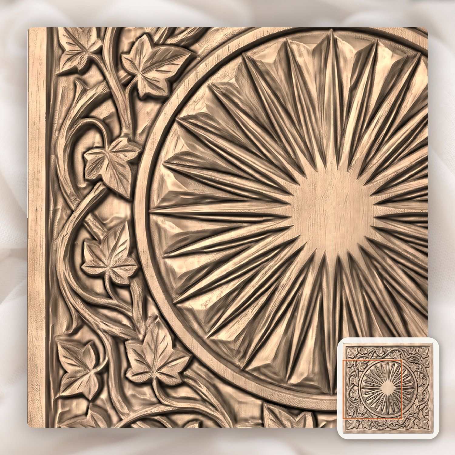 Elven Sun Shield Ivy Vines CNC Relief STL bas-relief STL — view 8