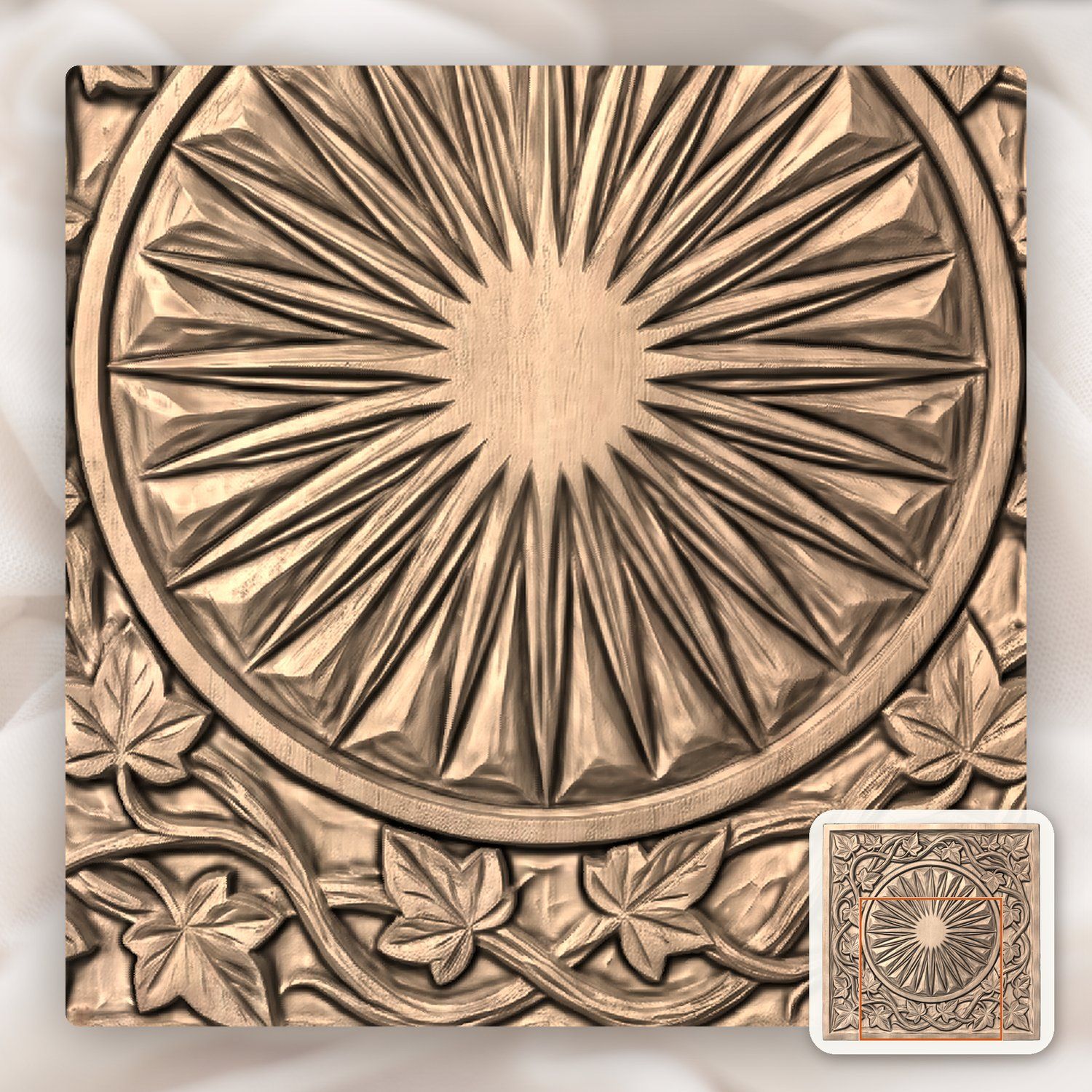 Elven Sun Shield Ivy Vines CNC Relief STL bas-relief STL — view 10