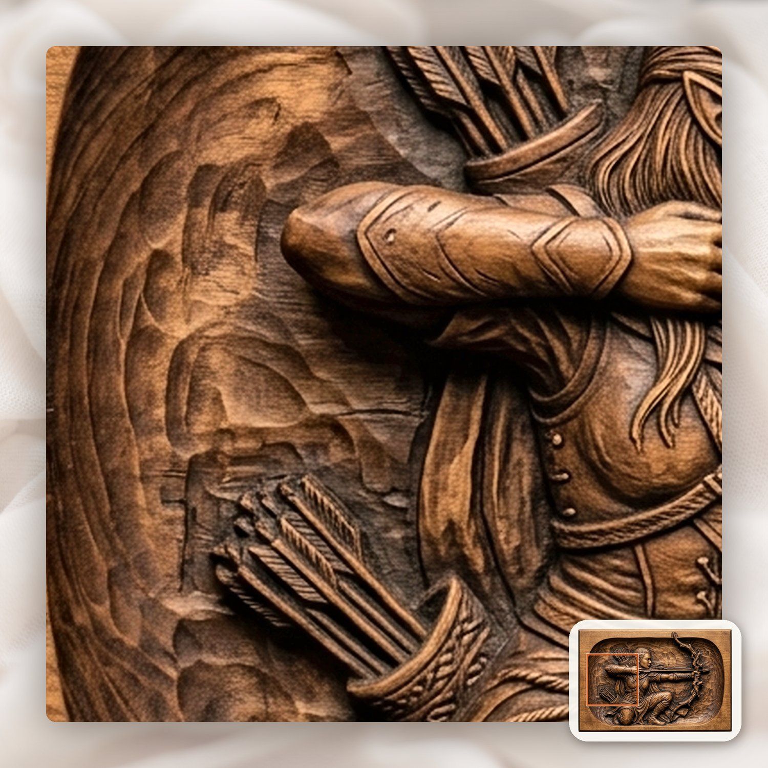 Elven Warrior Archer Wood Carving CNC Relief STL bas-relief STL — view 12
