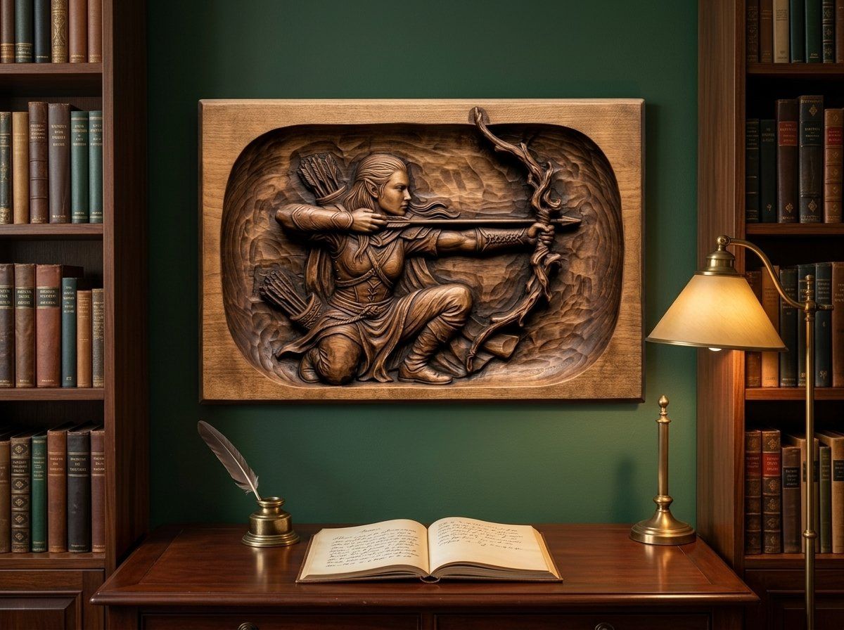 Elven Warrior Archer Wood Carving CNC Relief STL bas-relief STL — view 13