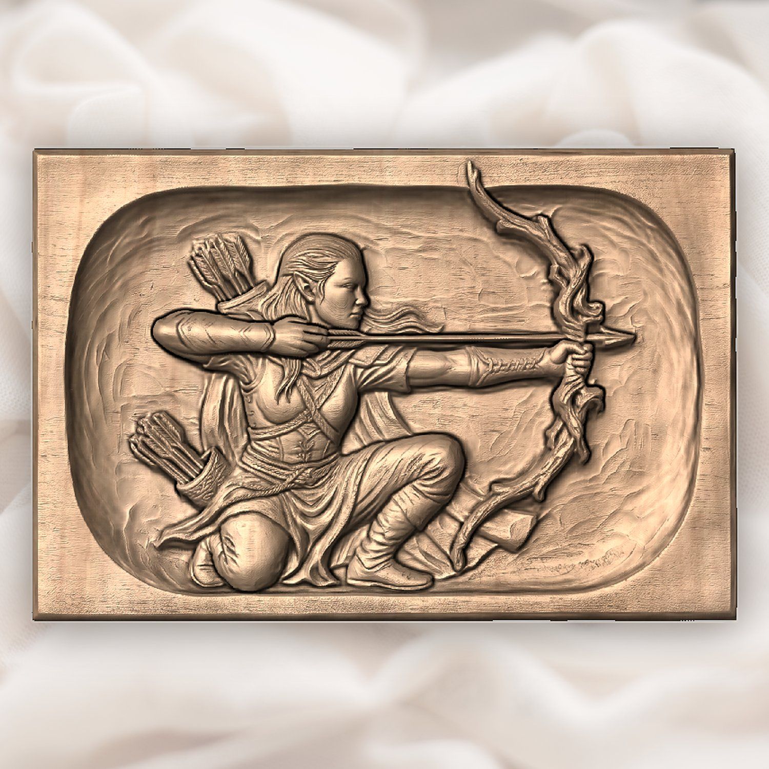 Elven Warrior Archer Wood Carving CNC Relief STL bas-relief STL — view 5