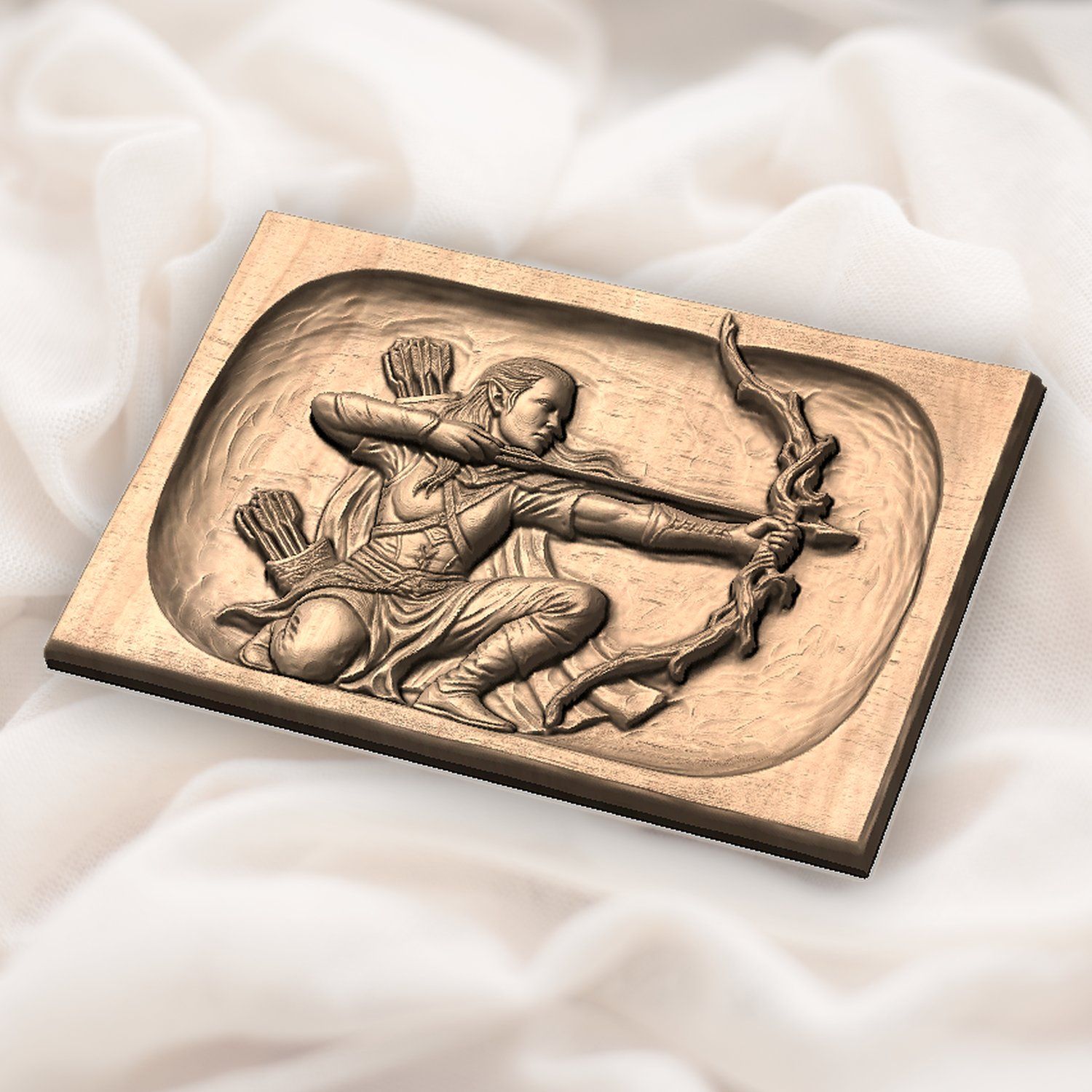 Elven Warrior Archer Wood Carving CNC Relief STL bas-relief STL — view 6