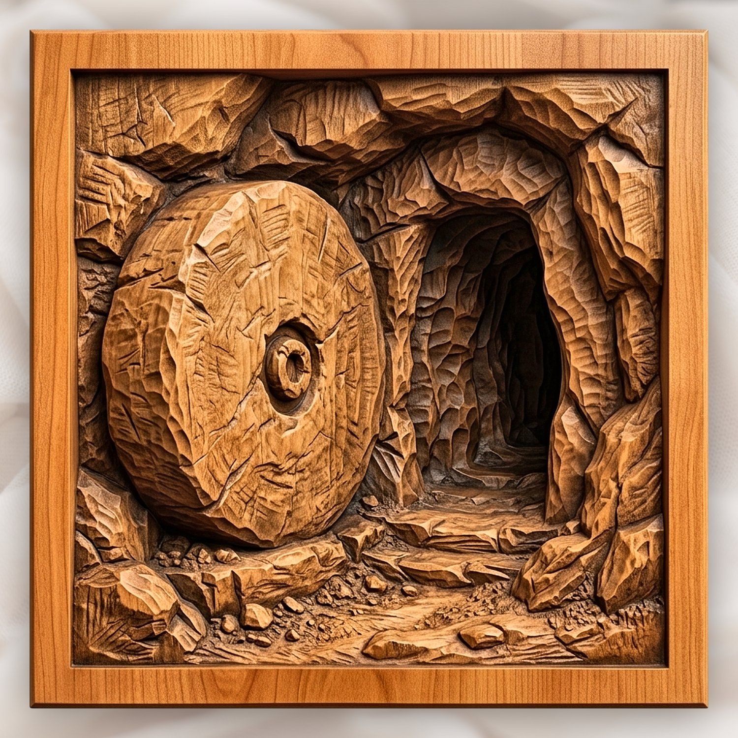 Empty Tomb Resurrection Scene CNC Relief STL bas-relief STL design
