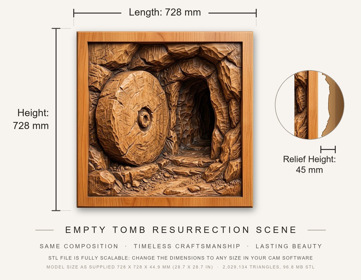 Empty Tomb Resurrection Scene CNC Relief STL bas-relief STL — view 3