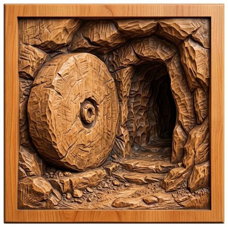 Empty Tomb Resurrection Scene CNC Relief STL bas-relief STL — view 4