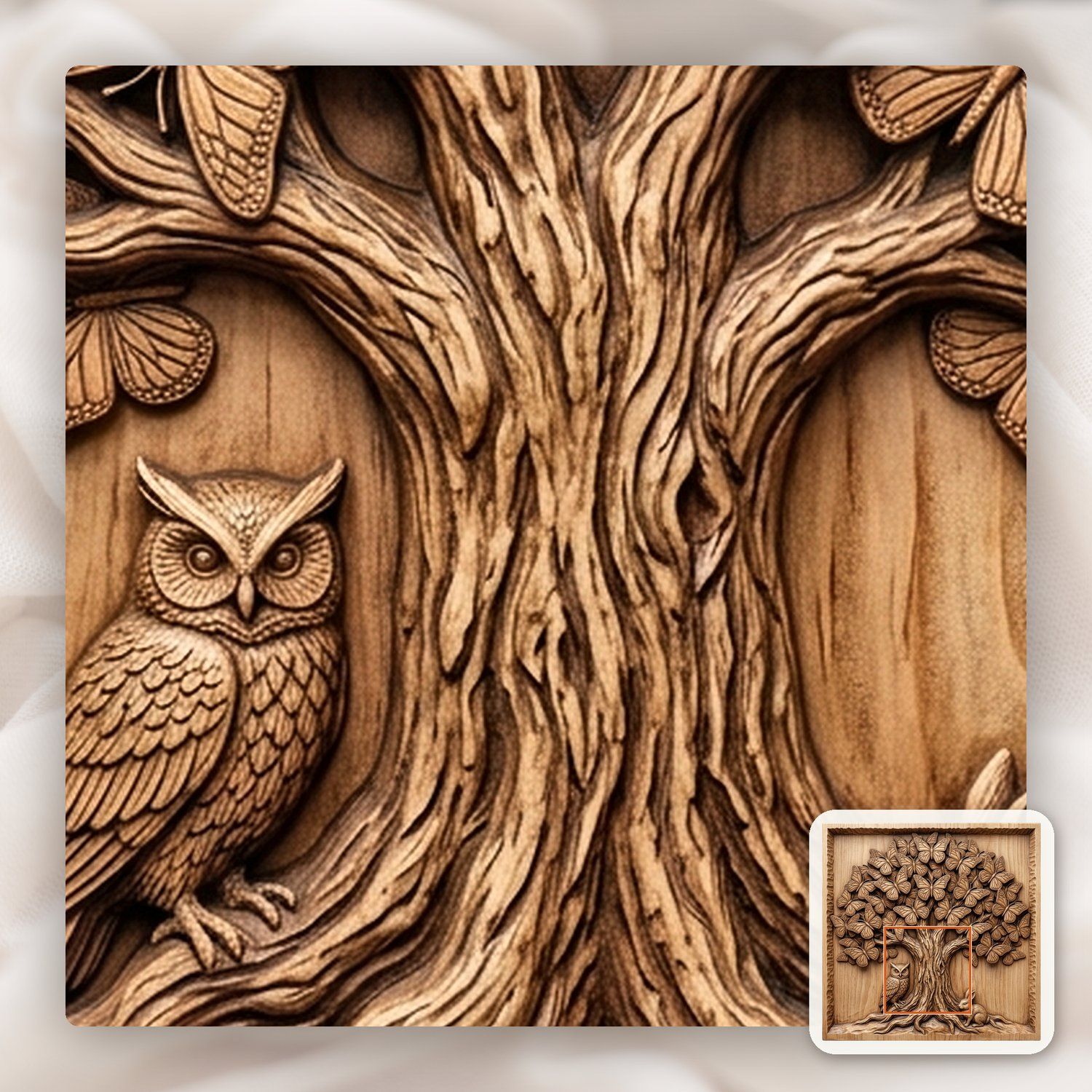 Enchanted Butterfly Tree Wildlife Scene CNC Relief STL bas-relief STL — view 11