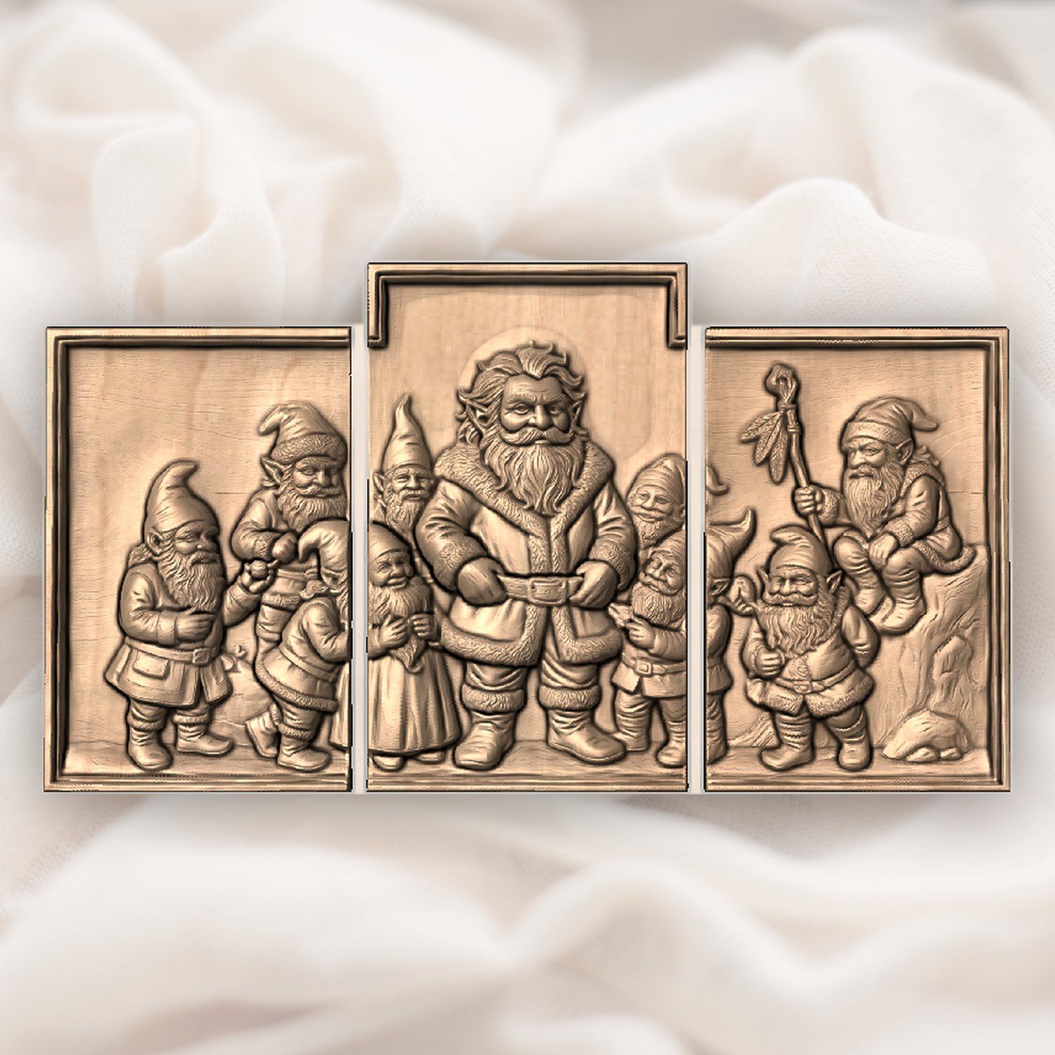 Enchanted Forest Gnomes Decor Panels 3 Stepped Vertical CNC Relief STL bas-relief STL — view 2