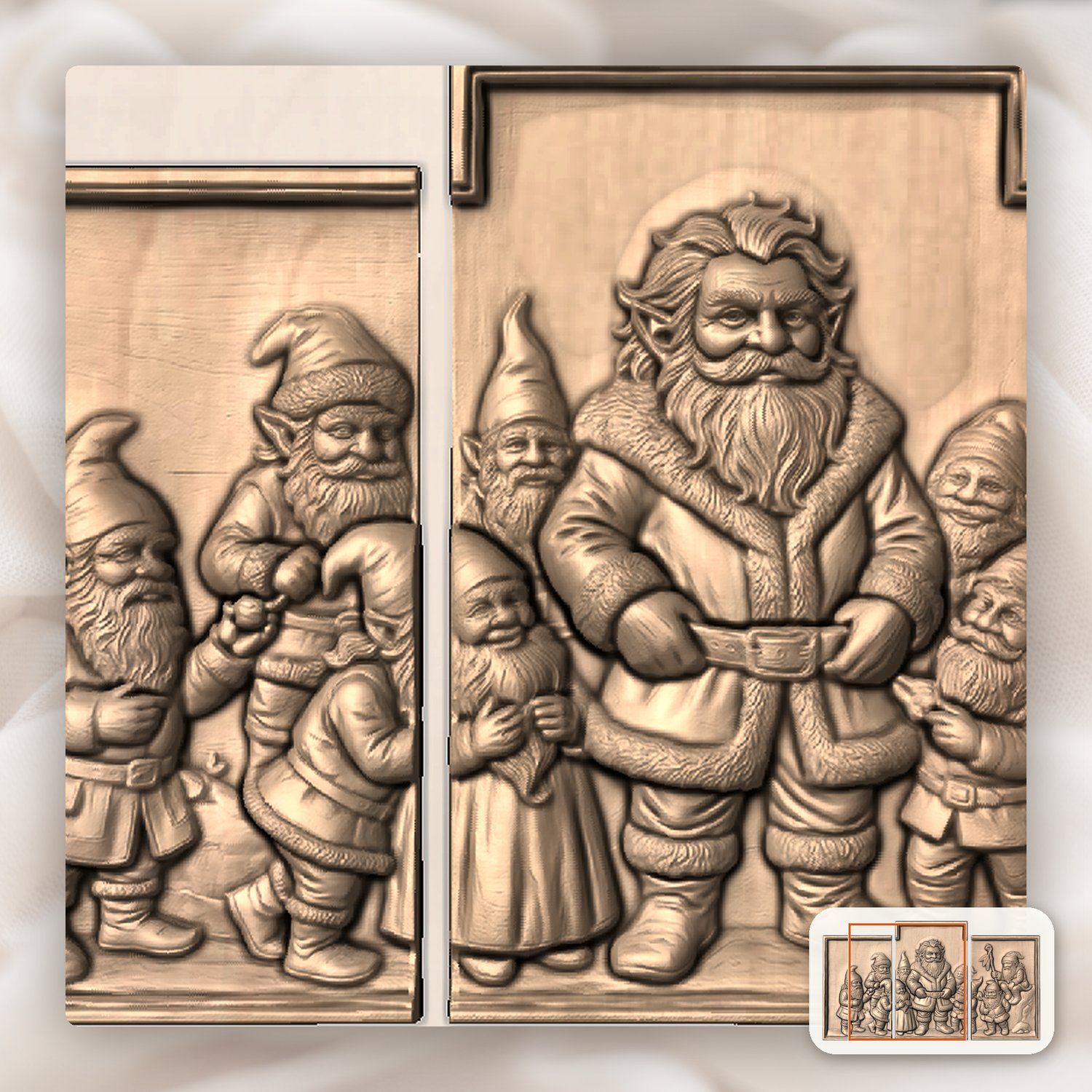Enchanted Forest Gnomes Decor Panels 3 Stepped Vertical CNC Relief STL bas-relief STL — view 4