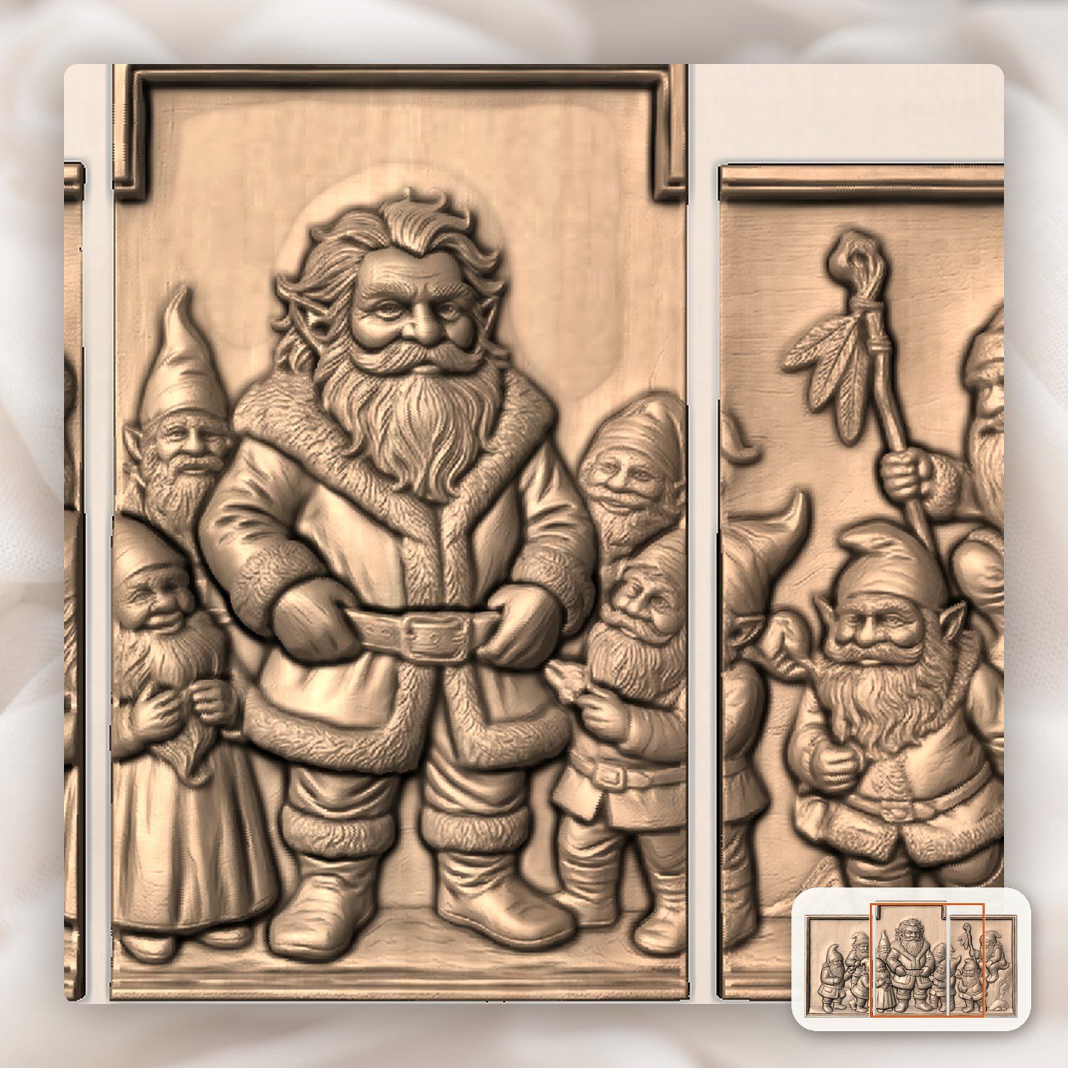 Enchanted Forest Gnomes Decor Panels 3 Stepped Vertical CNC Relief STL bas-relief STL — view 5