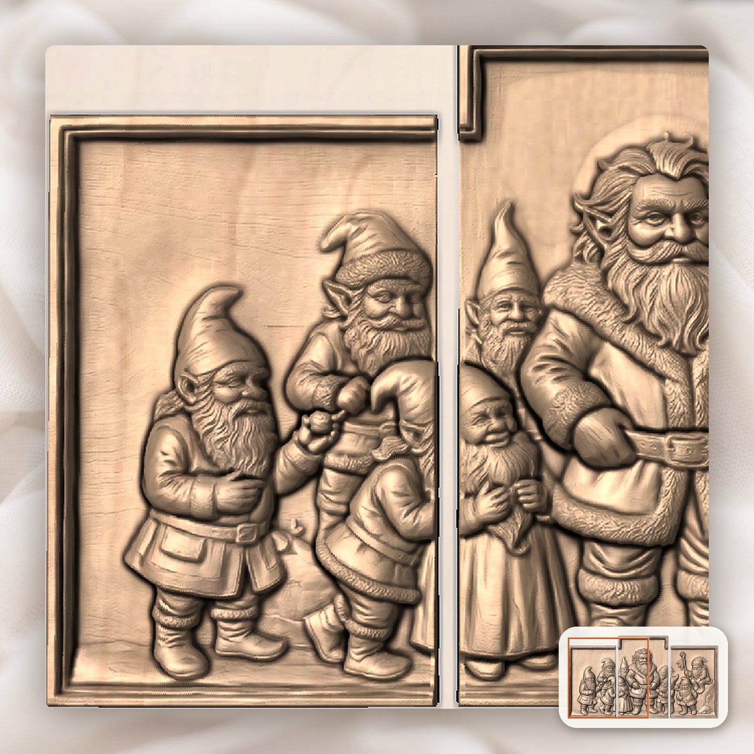 Enchanted Forest Gnomes Decor Panels 3 Stepped Vertical CNC Relief STL bas-relief STL — view 6