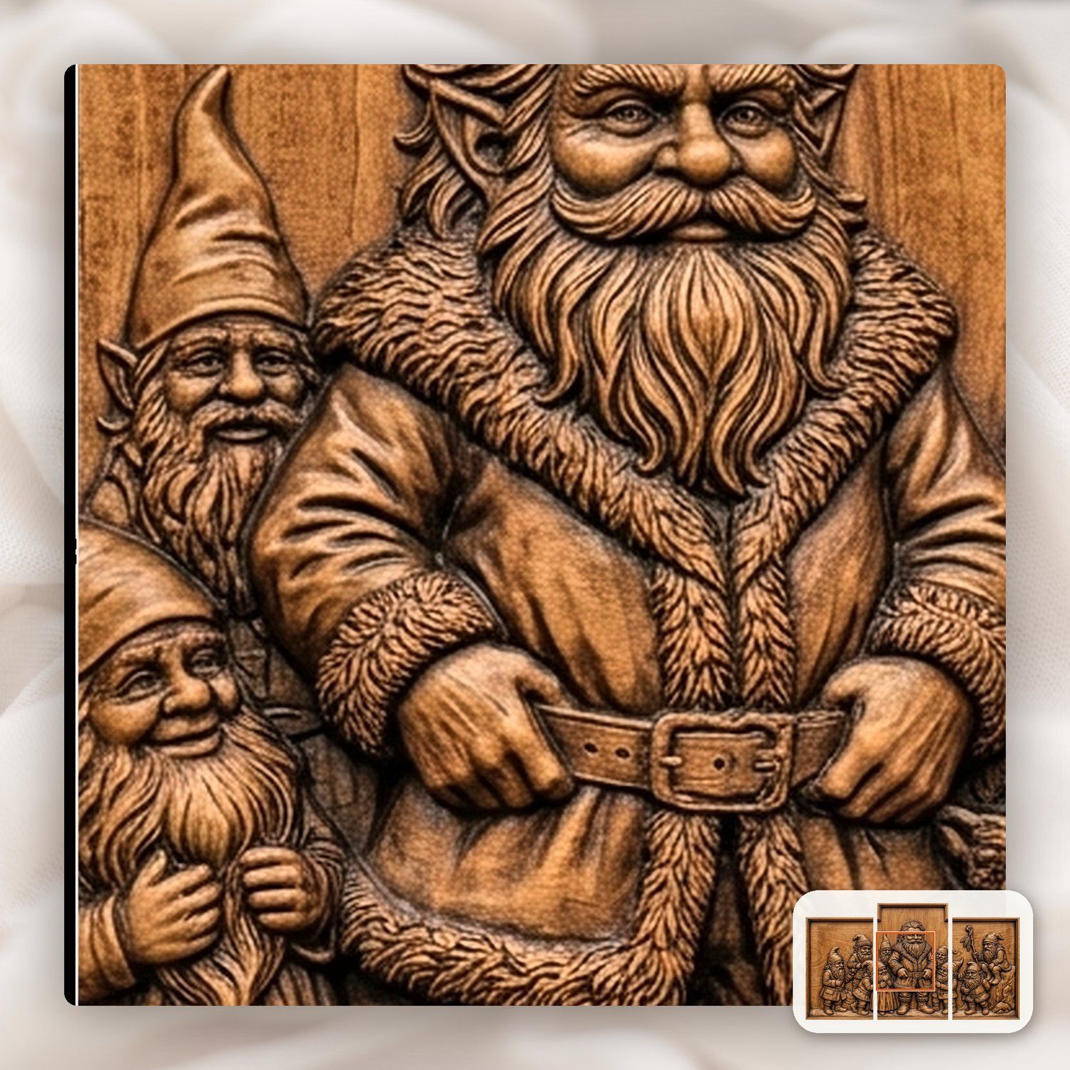 Enchanted Forest Gnomes Decor Panels 3 Stepped Vertical CNC Relief STL bas-relief STL — view 8