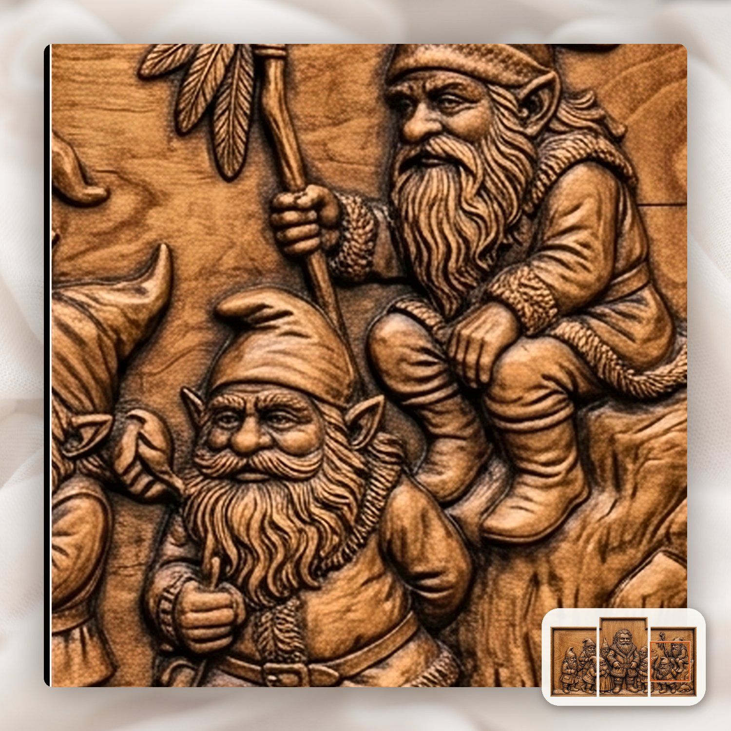 Enchanted Forest Gnomes Decor Panels 3 Stepped Vertical CNC Relief STL bas-relief STL — view 9