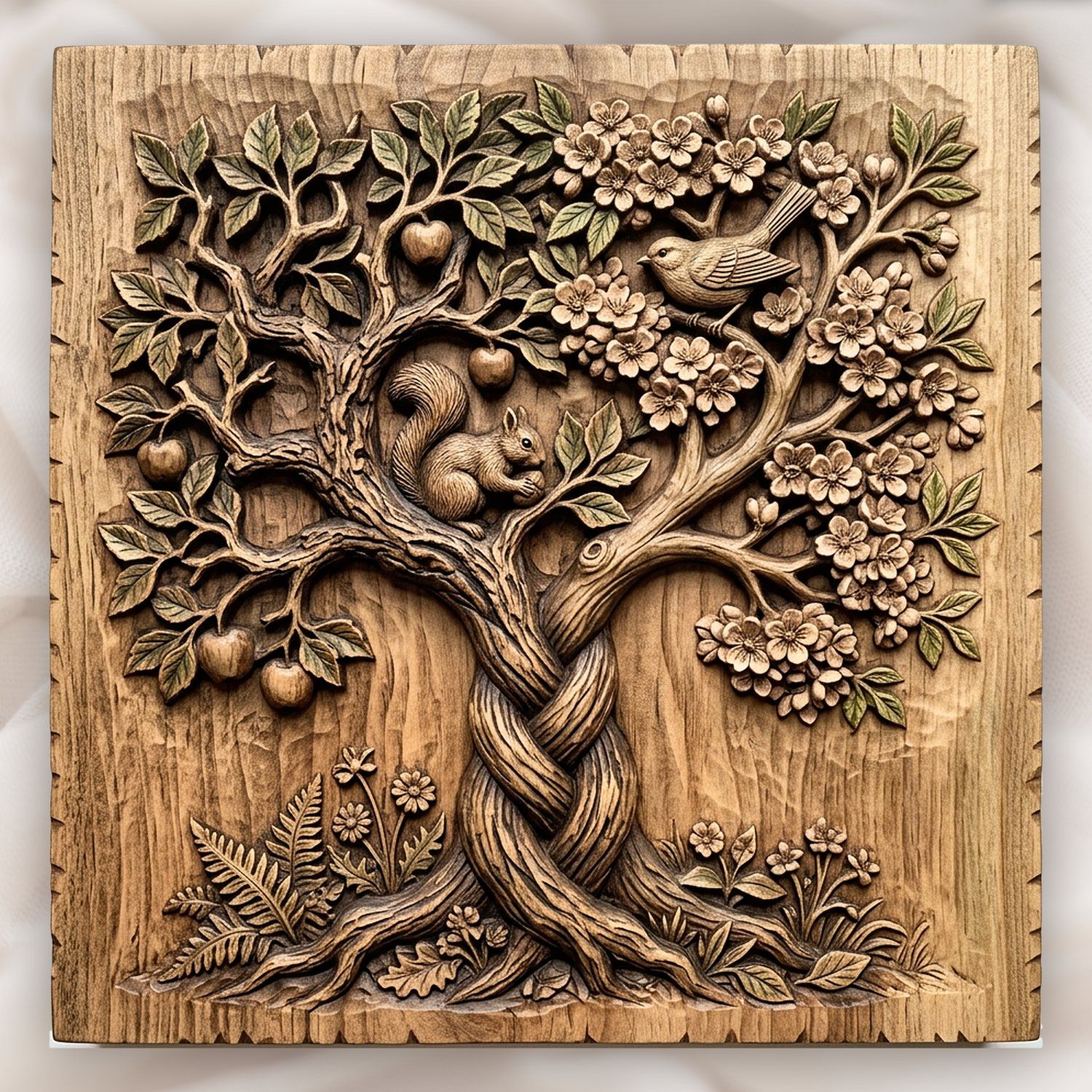 Enchanted Orchard Tree of Life Wildlife Scene CNC Relief STL bas-relief STL design