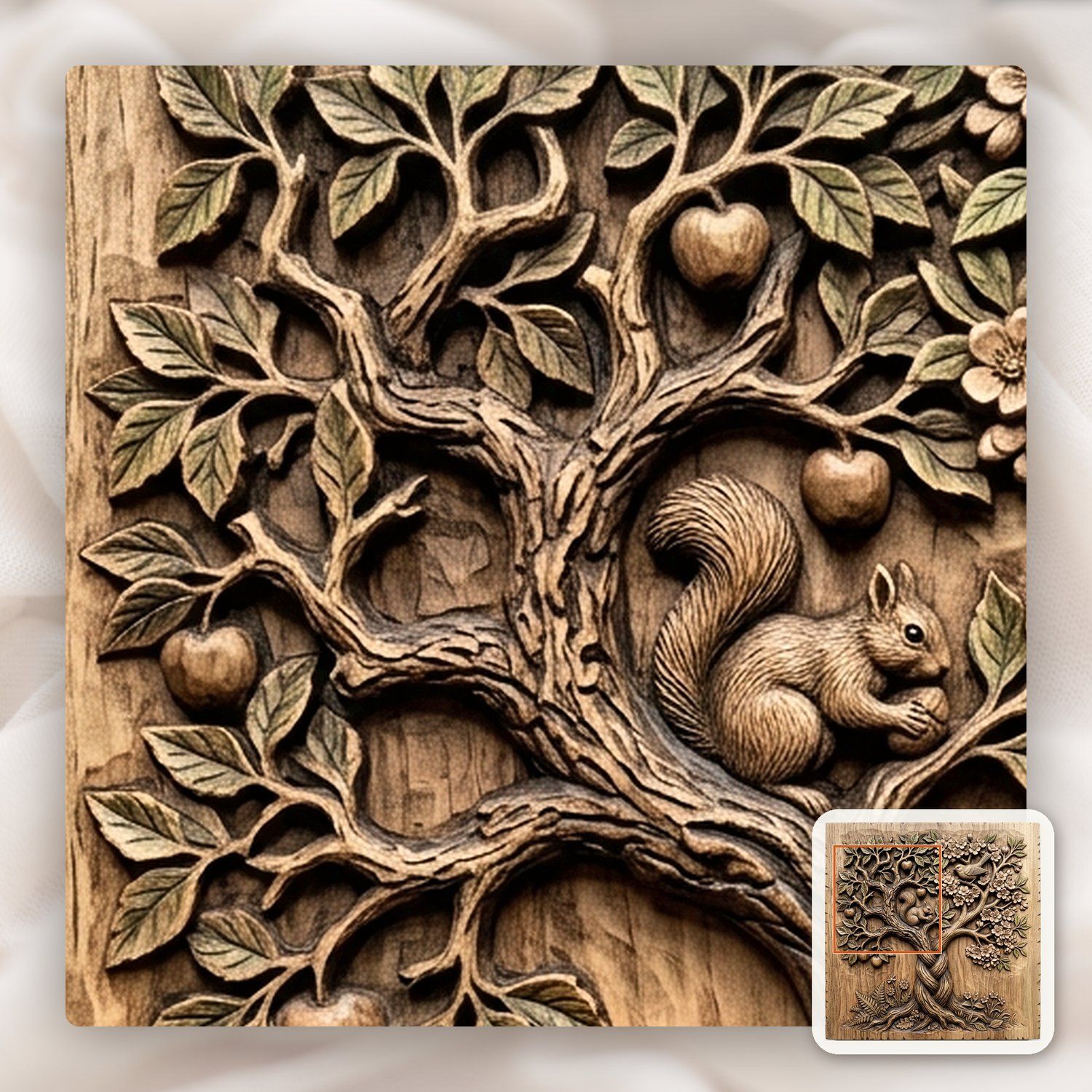 Enchanted Orchard Tree of Life Wildlife Scene CNC Relief STL bas-relief STL — view 11