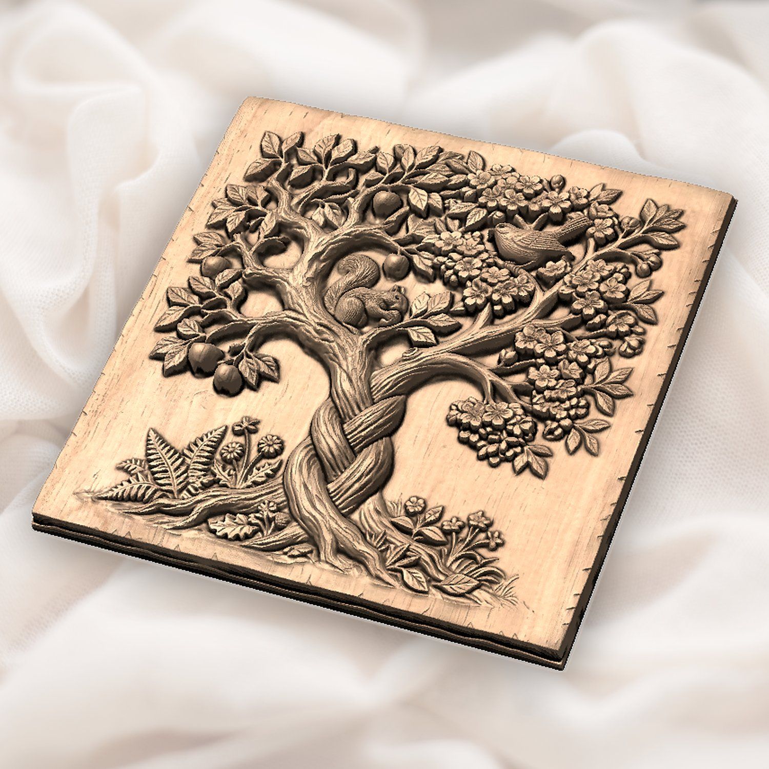 Enchanted Orchard Tree of Life Wildlife Scene CNC Relief STL bas-relief STL — view 5