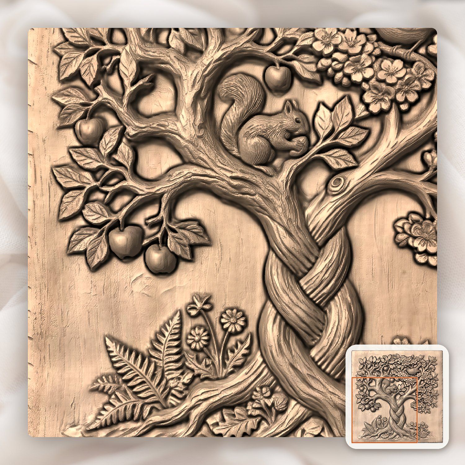 Enchanted Orchard Tree of Life Wildlife Scene CNC Relief STL bas-relief STL — view 8
