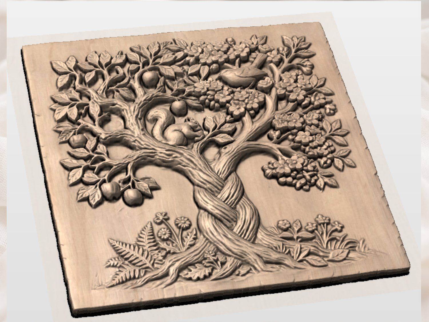 Enchanted Tree Of Life Wall Art bas-relief STL — view 3