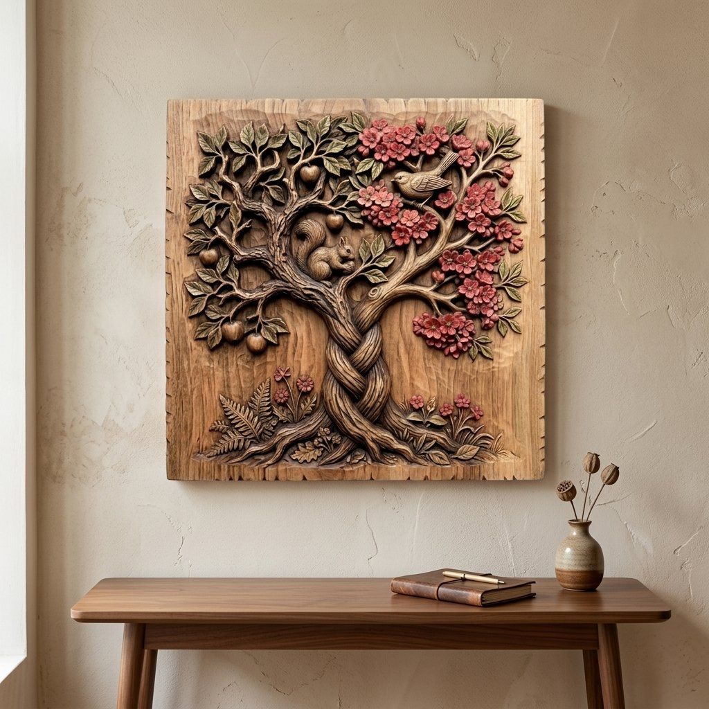 Enchanted Tree Of Life Wall Art bas-relief STL — view 5