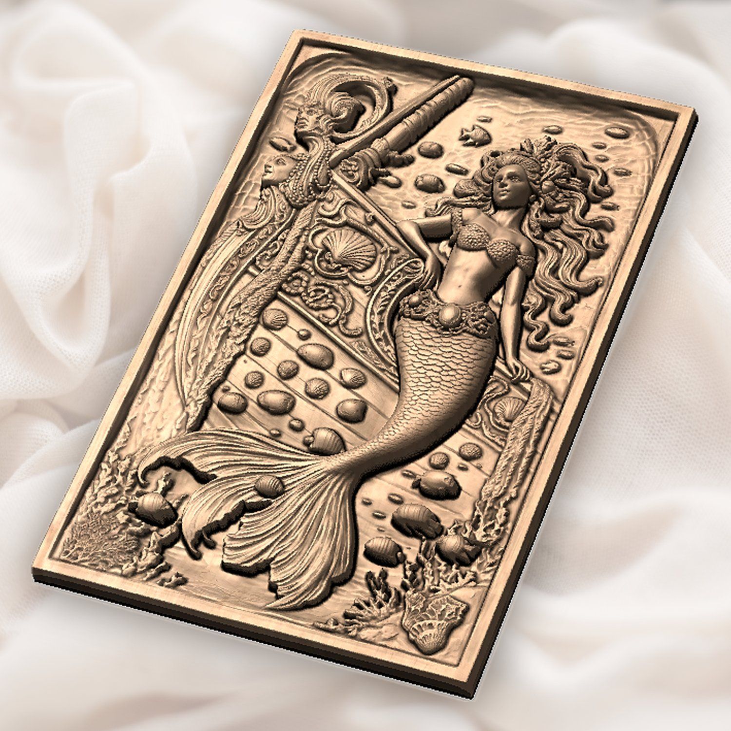 Enchanting Mermaid Shipwreck Scene CNC Relief STL bas-relief STL — view 6