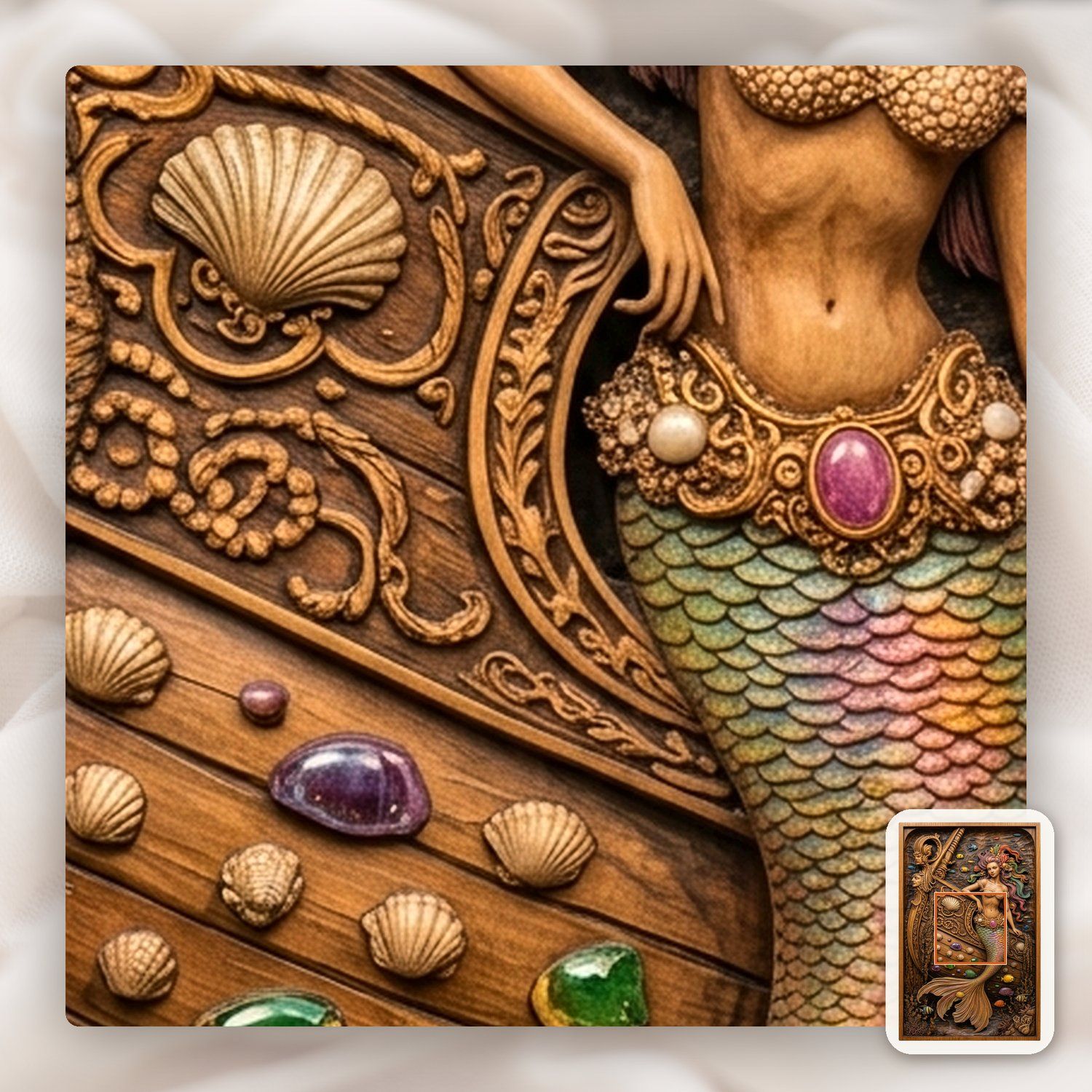 Enchanting Mermaid Shipwreck Scene CNC Relief STL bas-relief STL — view 11