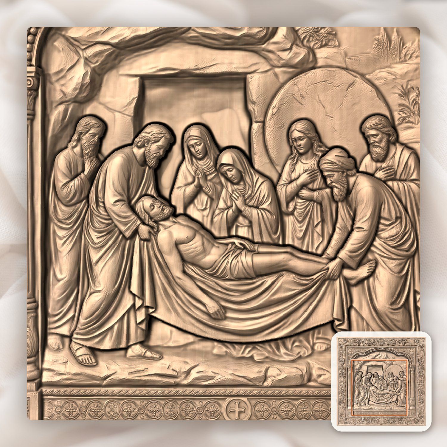 Jesus Laid in the Tomb STL bas-relief STL — view 5
