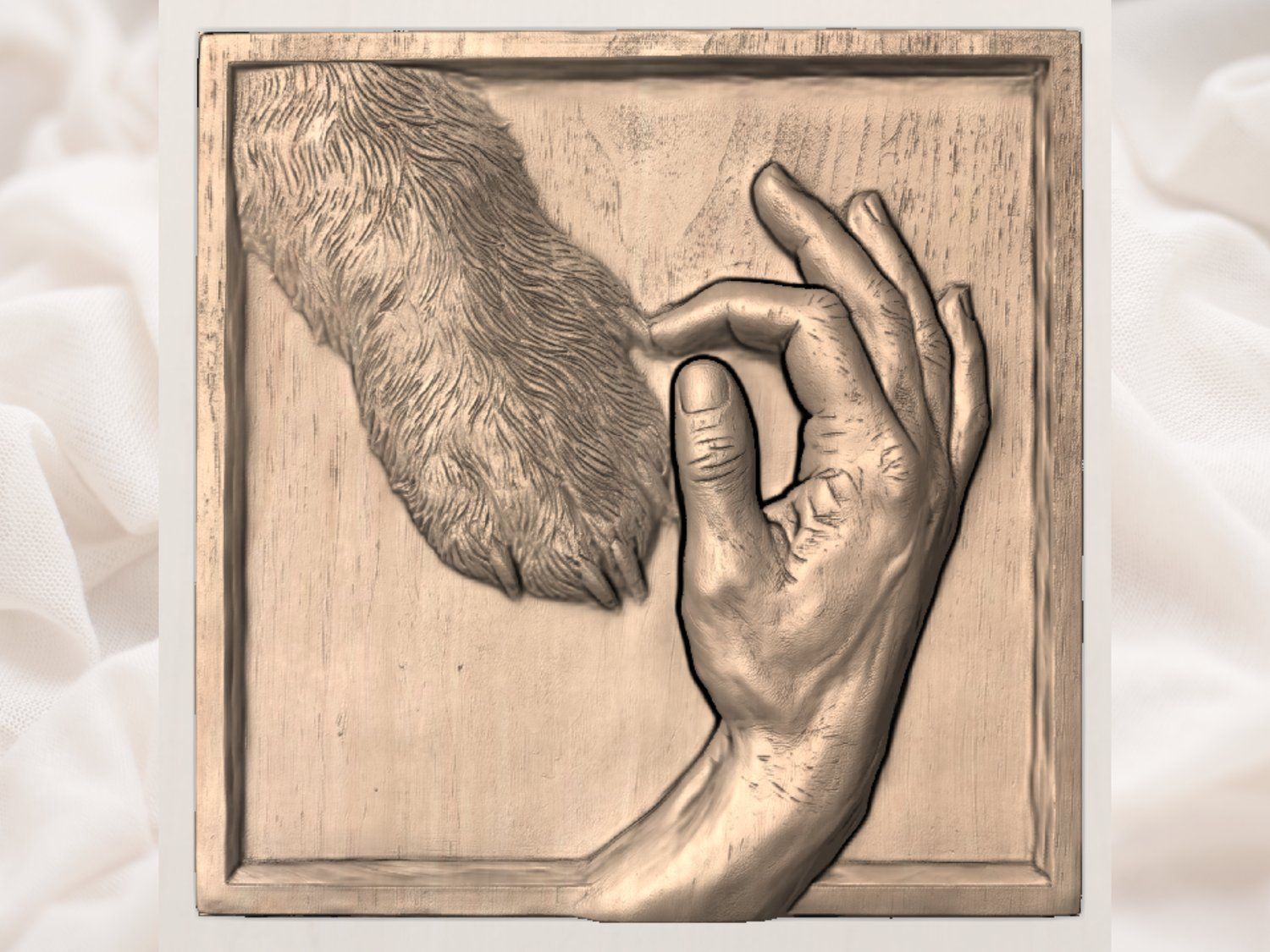 Eternal Bond Dog Paw and Human Hand CNC Relief STL bas-relief STL — view 3