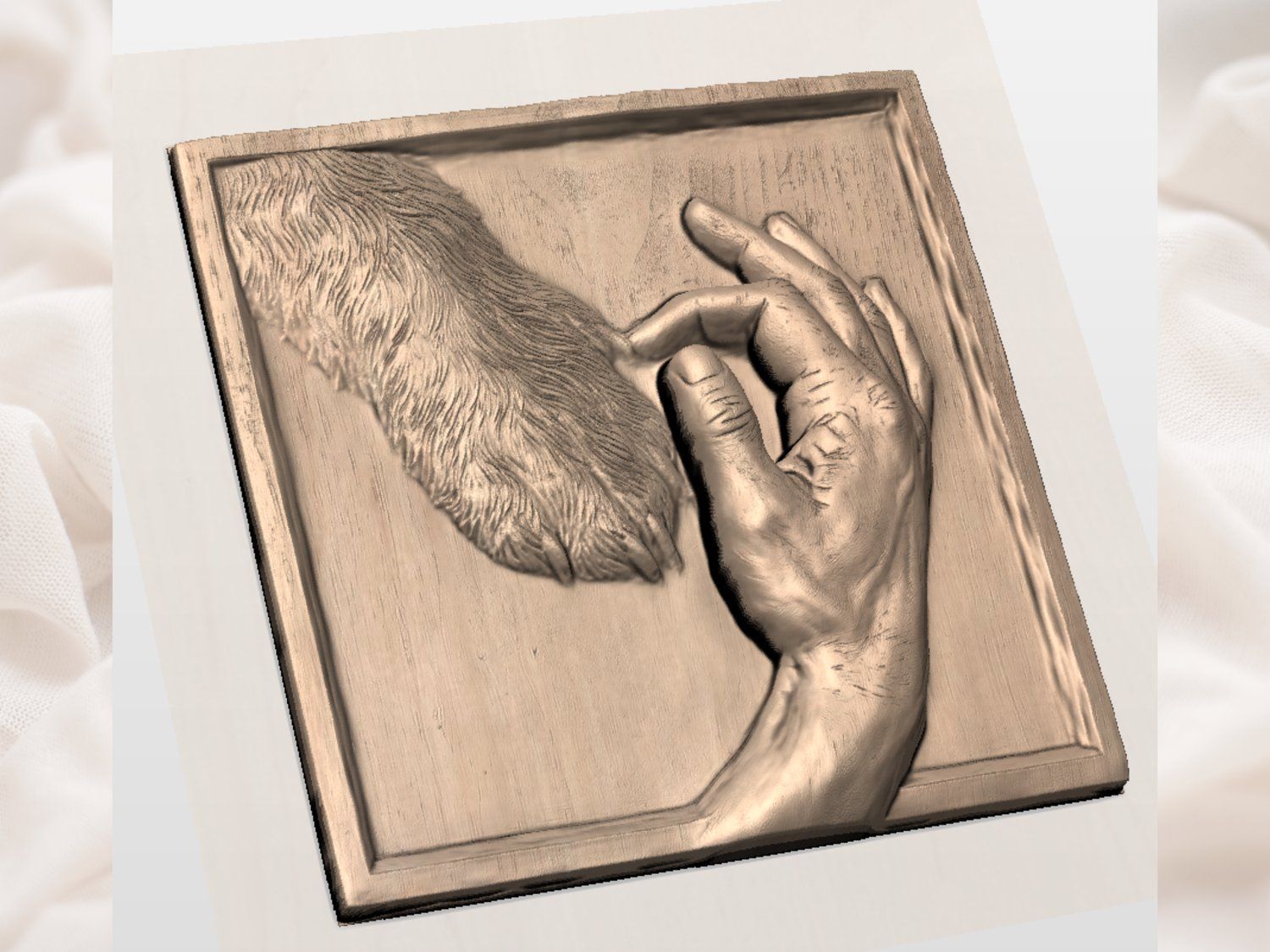 Eternal Bond Dog Paw and Human Hand CNC Relief STL bas-relief STL — view 4