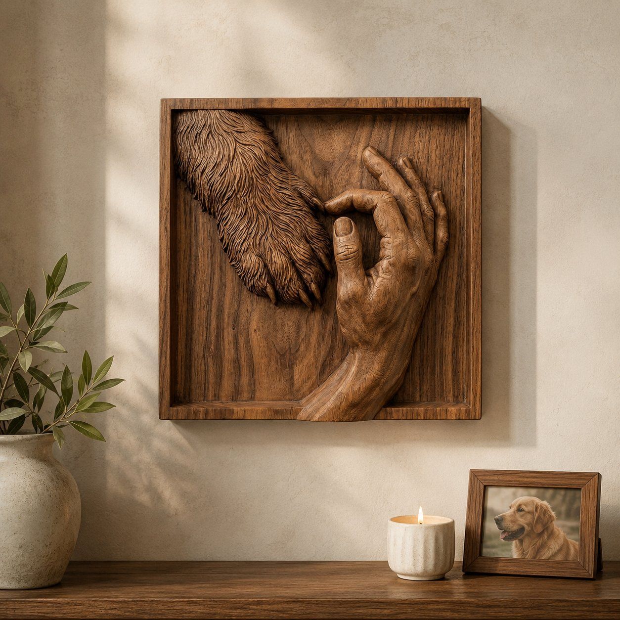 Eternal Bond Dog Paw and Human Hand CNC Relief STL bas-relief STL — view 5