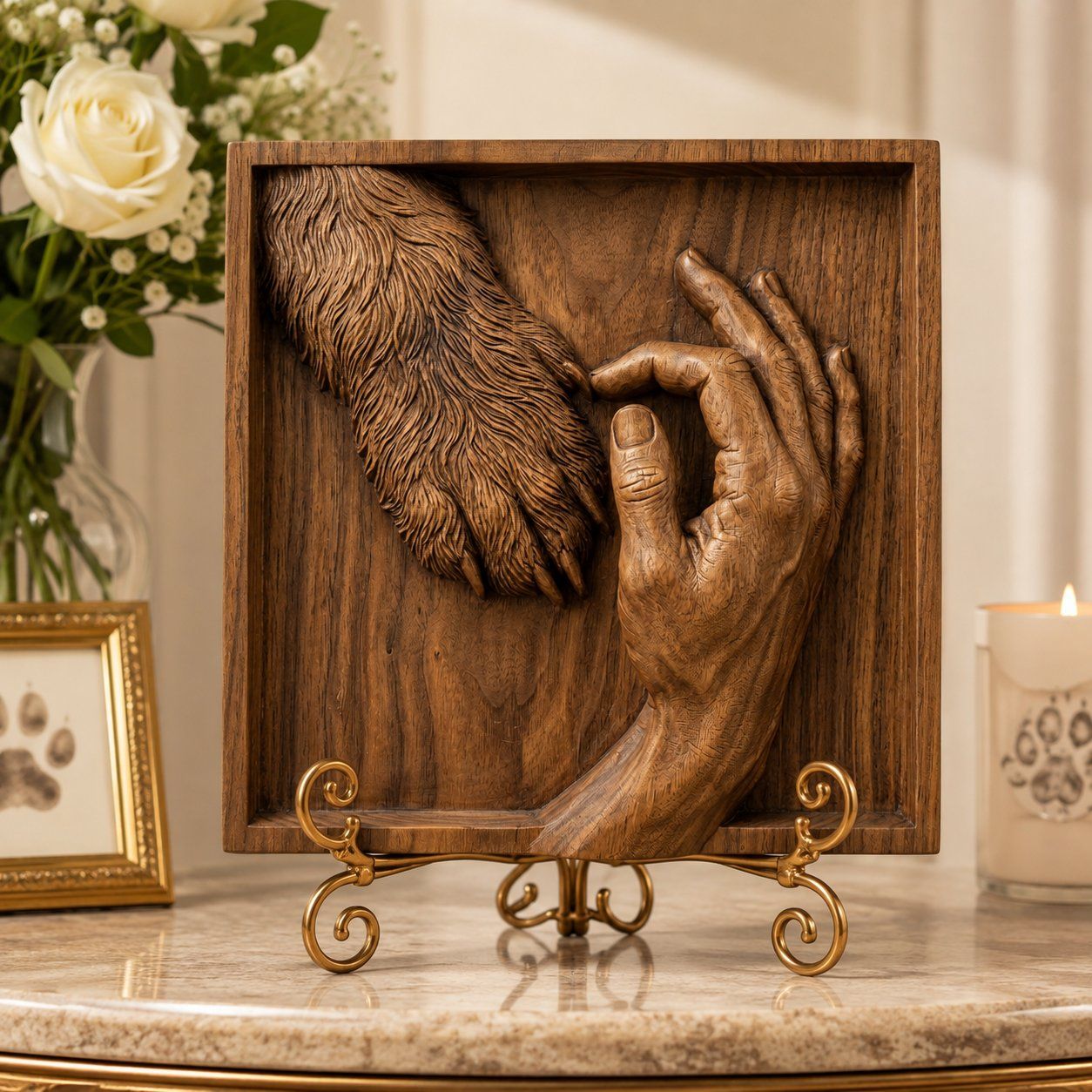Eternal Bond Dog Paw and Human Hand CNC Relief STL bas-relief STL — view 6