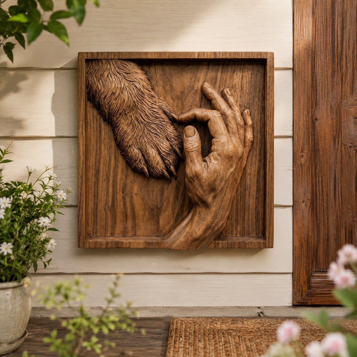 Eternal Bond Dog Paw and Human Hand CNC Relief STL bas-relief STL — view 7