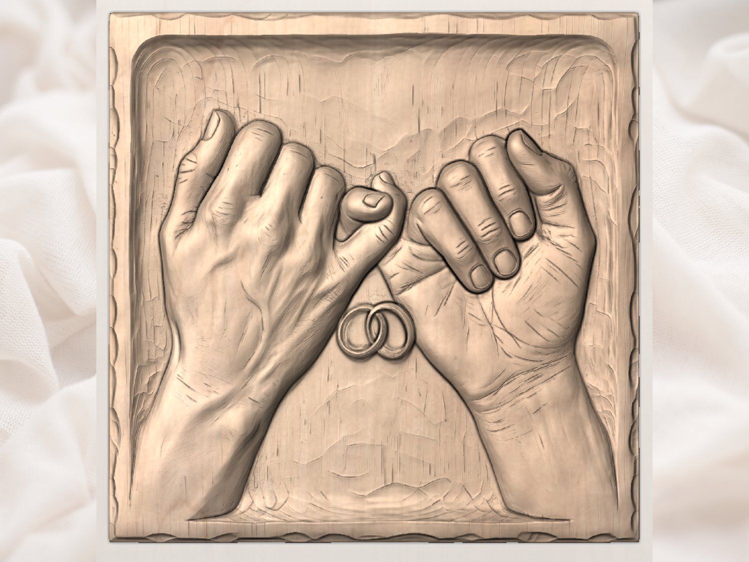 Eternal Bond Pinky Promise Wedding Rings CNC Relief STL bas-relief STL — view 2