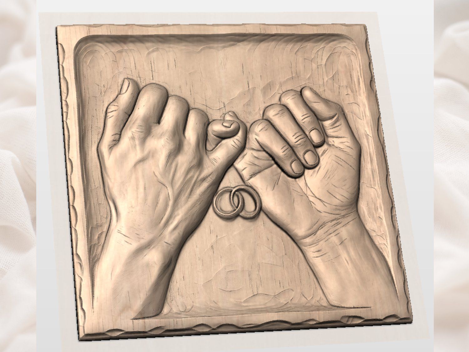 Eternal Bond Pinky Promise Wedding Rings CNC Relief STL bas-relief STL — view 3