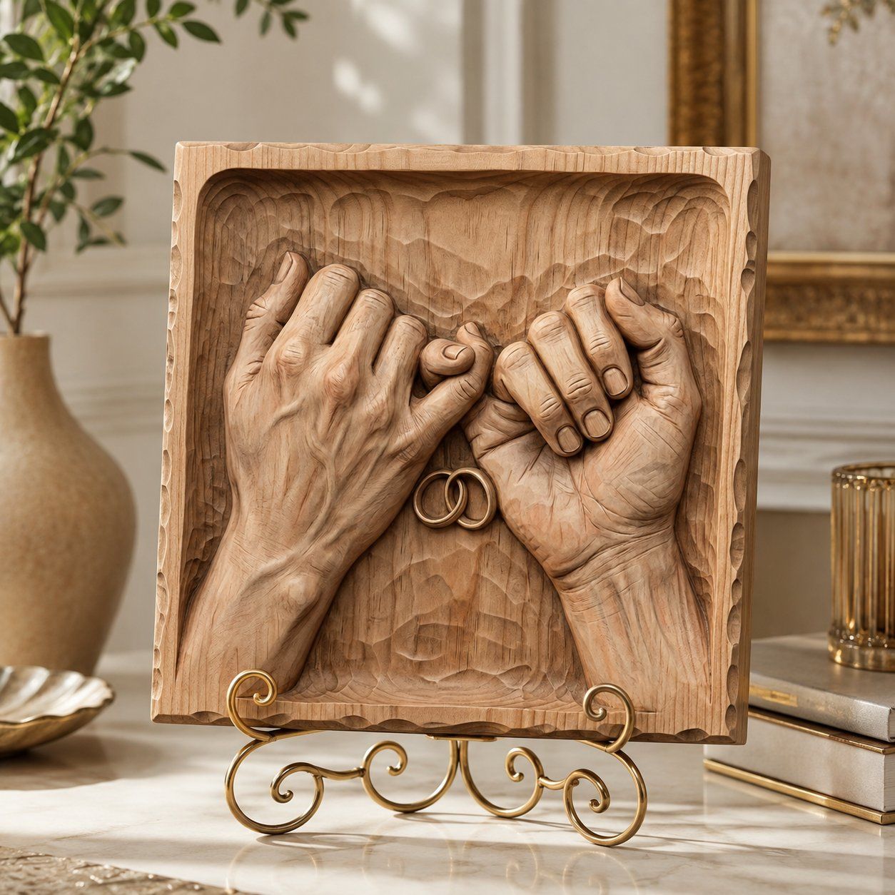 Eternal Bond Pinky Promise Wedding Rings CNC Relief STL bas-relief STL — view 5