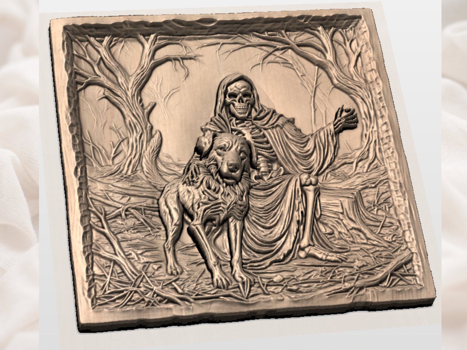 Eternal Bond Skeleton Reaper and Loyal Dog CNC Relief STL bas-relief STL — view 2