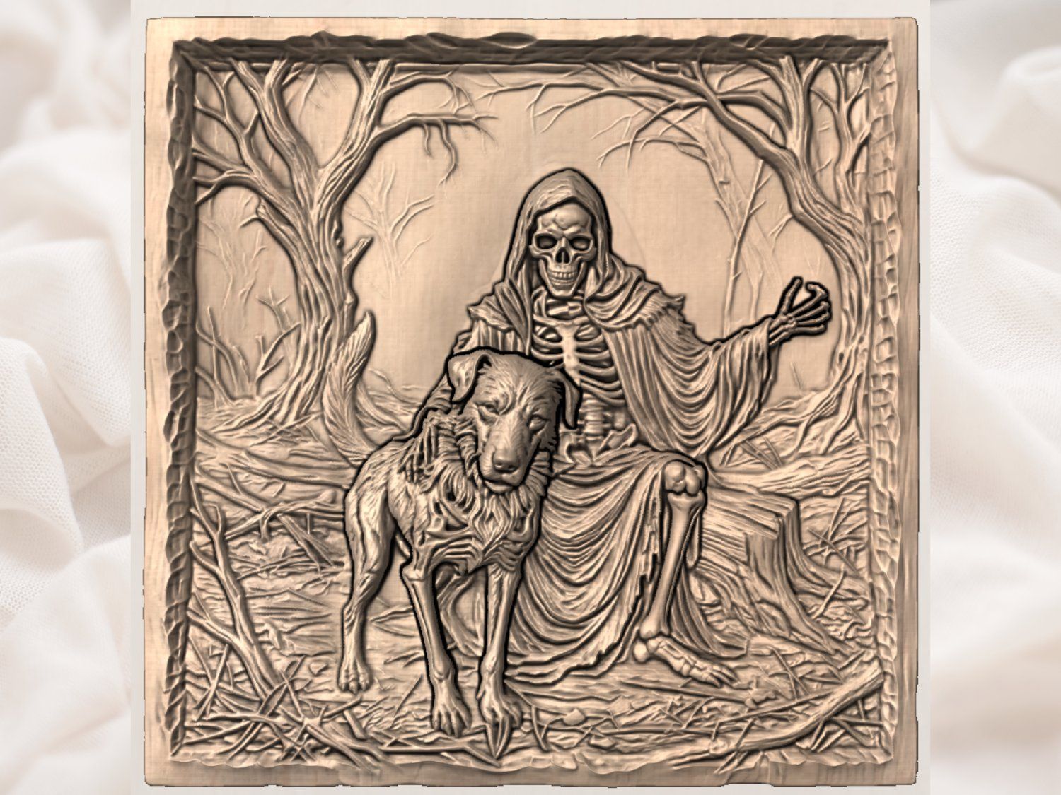 Eternal Bond Skeleton Reaper and Loyal Dog CNC Relief STL bas-relief STL — view 3