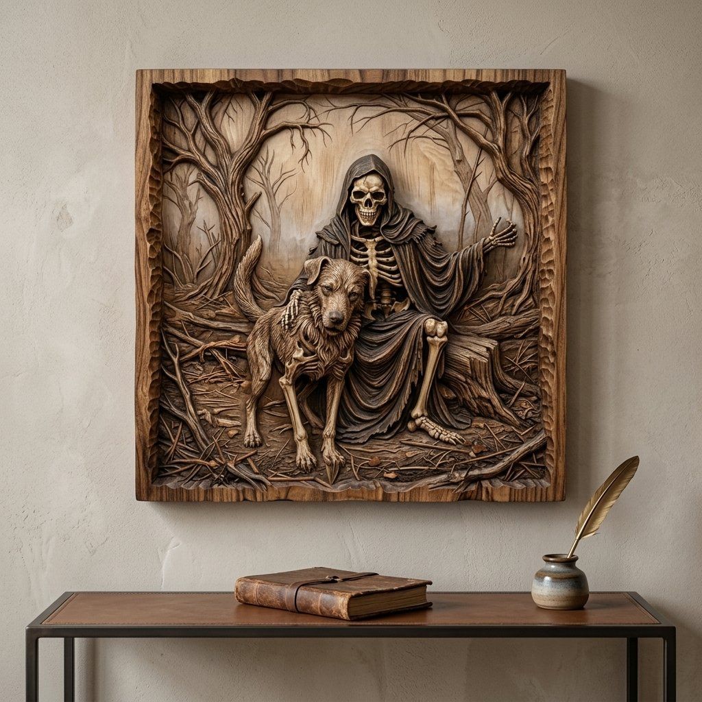 Eternal Bond Skeleton Reaper and Loyal Dog CNC Relief STL bas-relief STL — view 5