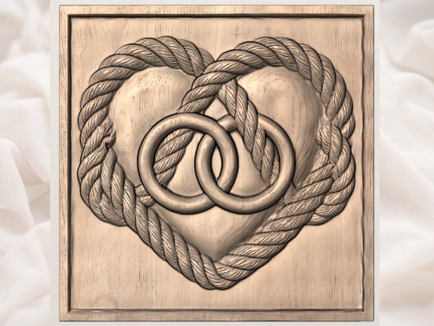 Eternal Love Interlocking Wedding Rings Rope Heart CNC Relief STL bas-relief STL — view 4