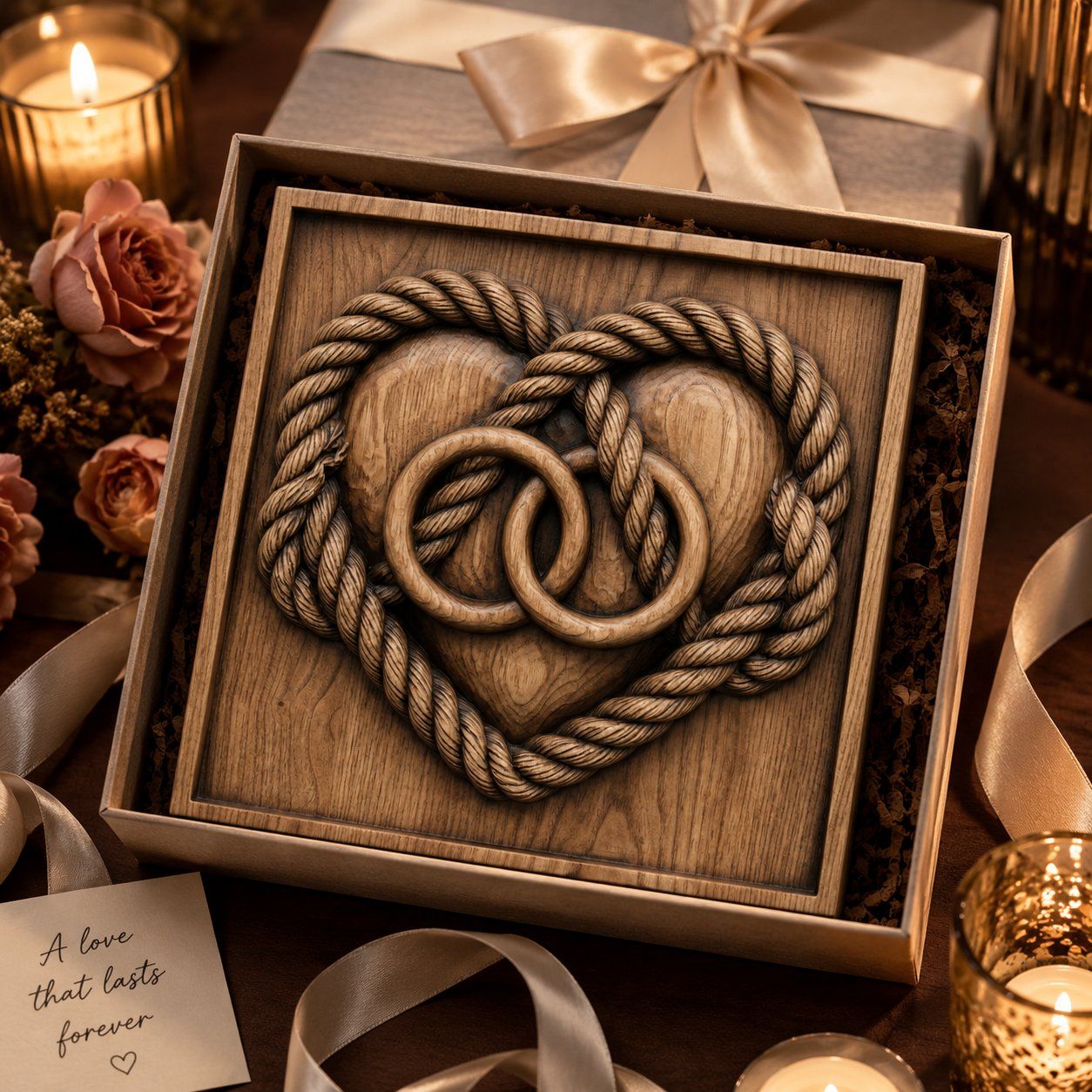 Eternal Love Interlocking Wedding Rings Rope Heart CNC Relief STL bas-relief STL — view 9