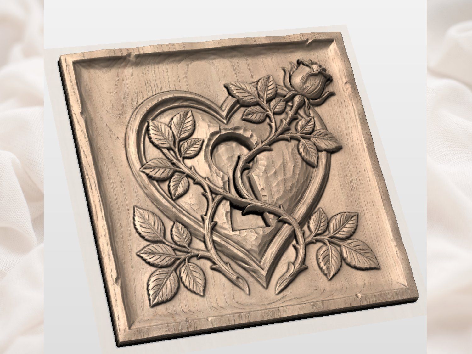 Eternal Secret Heart Rose CNC Relief STL bas-relief STL — view 8