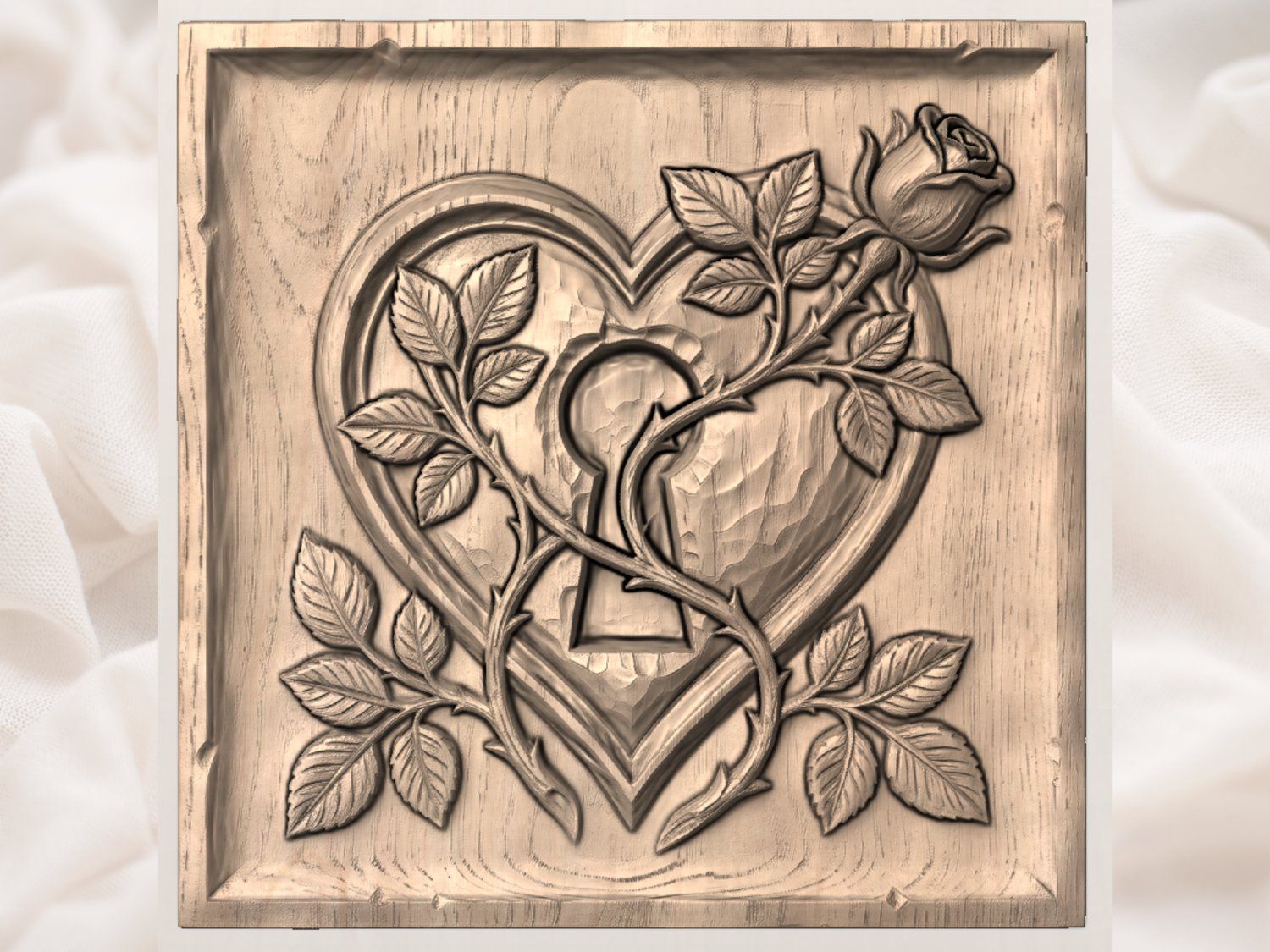 Eternal Secret Heart Rose CNC Relief STL bas-relief STL — view 9