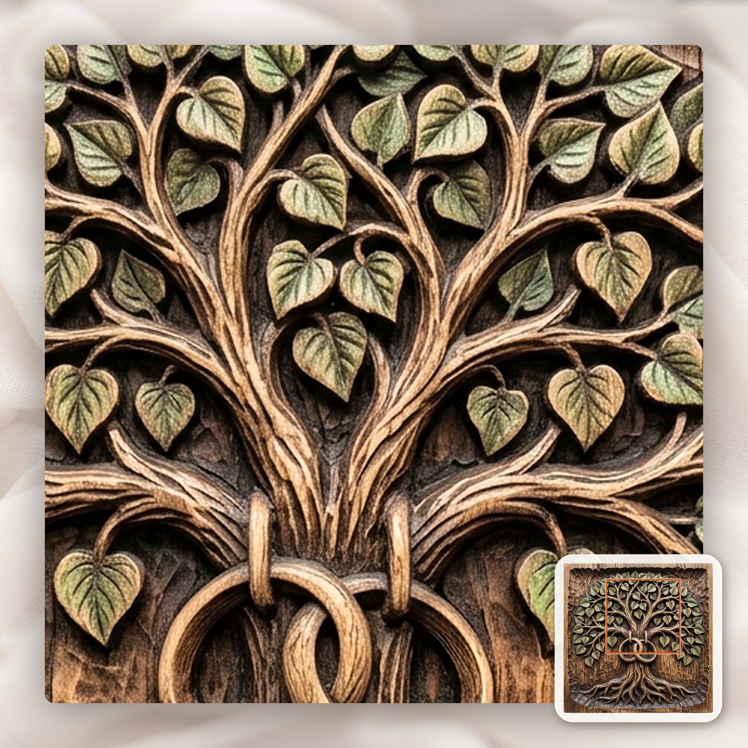 Eternal Tree of Life Marriage Wedding Rings CNC Relief STL bas-relief STL — view 12
