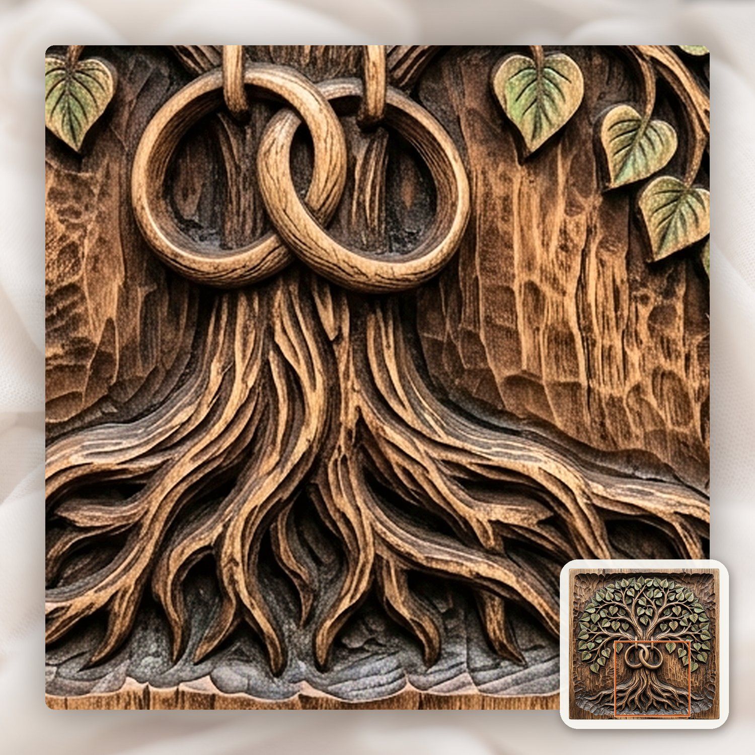 Eternal Tree of Life Marriage Wedding Rings CNC Relief STL bas-relief STL — view 13