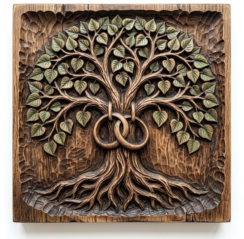 Eternal Tree of Life Marriage Wedding Rings CNC Relief STL bas-relief STL — view 11