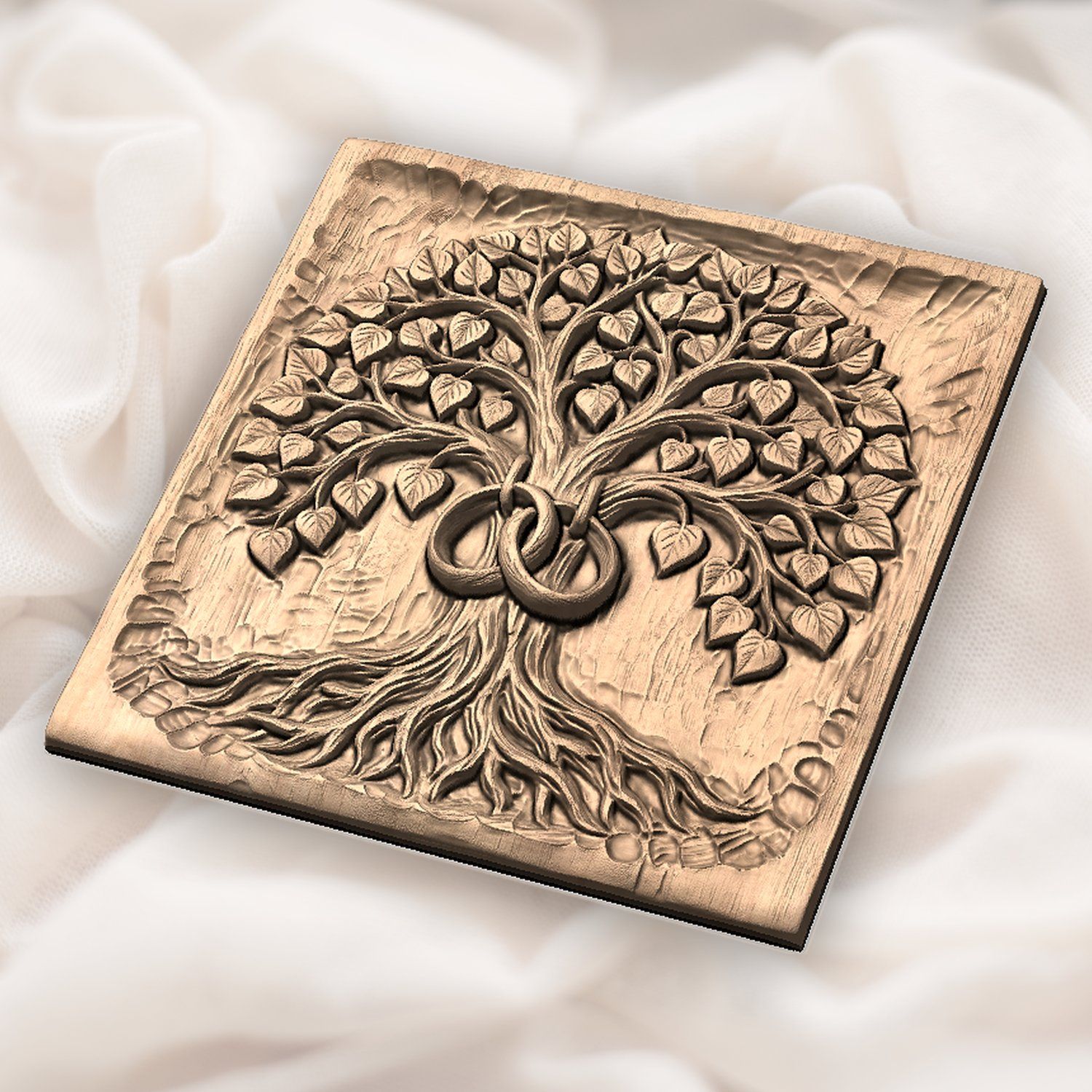 Eternal Tree of Life Marriage Wedding Rings CNC Relief STL bas-relief STL — view 5