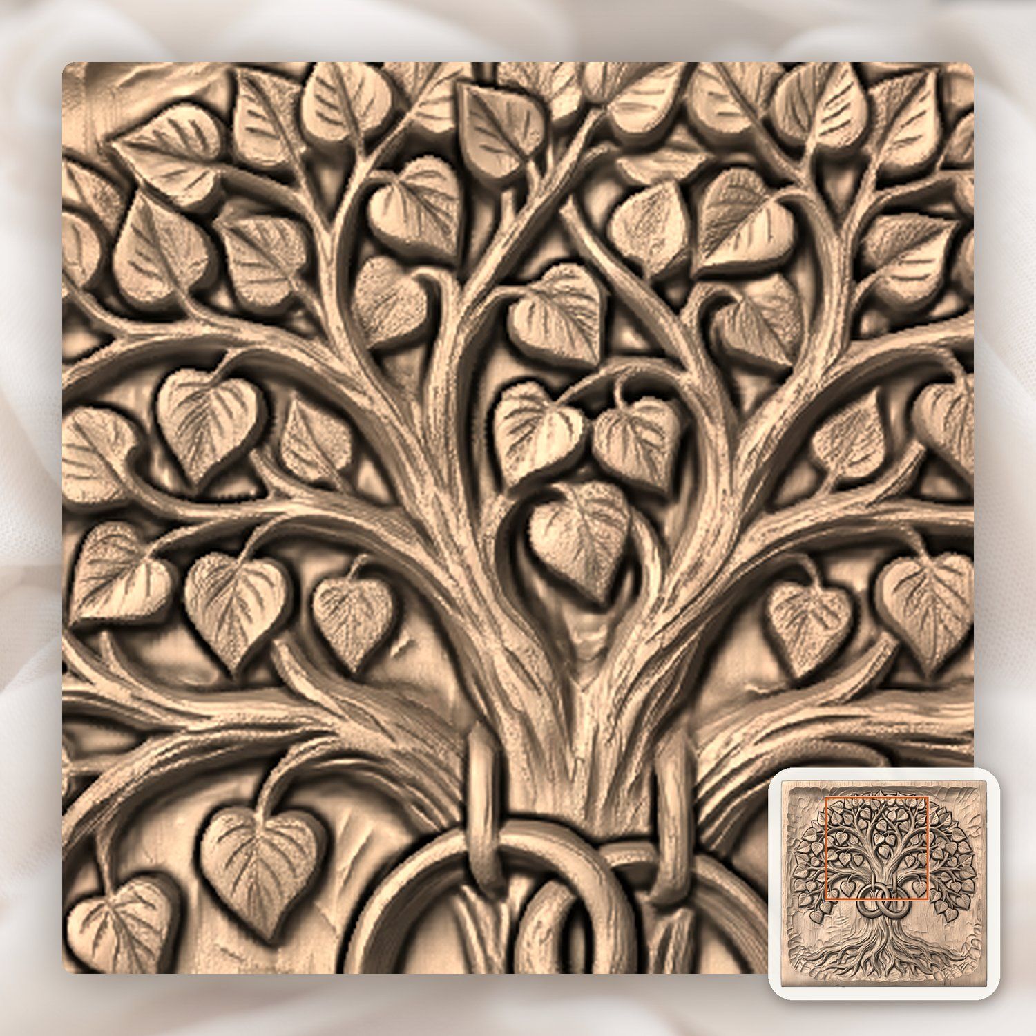 Eternal Tree of Life Marriage Wedding Rings CNC Relief STL bas-relief STL — view 7