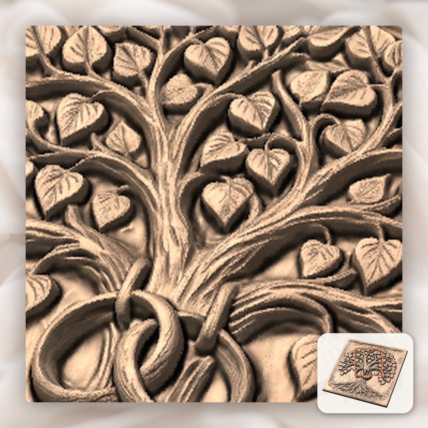 Eternal Tree of Life Marriage Wedding Rings CNC Relief STL bas-relief STL — view 9