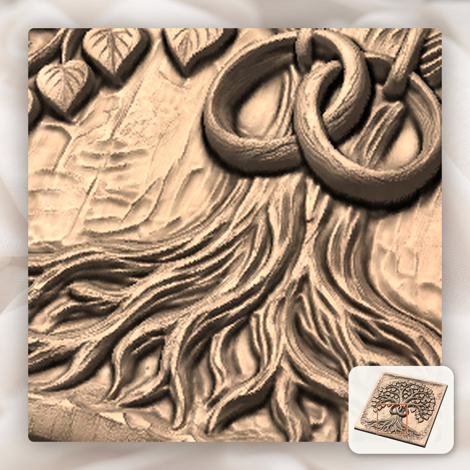 Eternal Tree of Life Marriage Wedding Rings CNC Relief STL bas-relief STL — view 10
