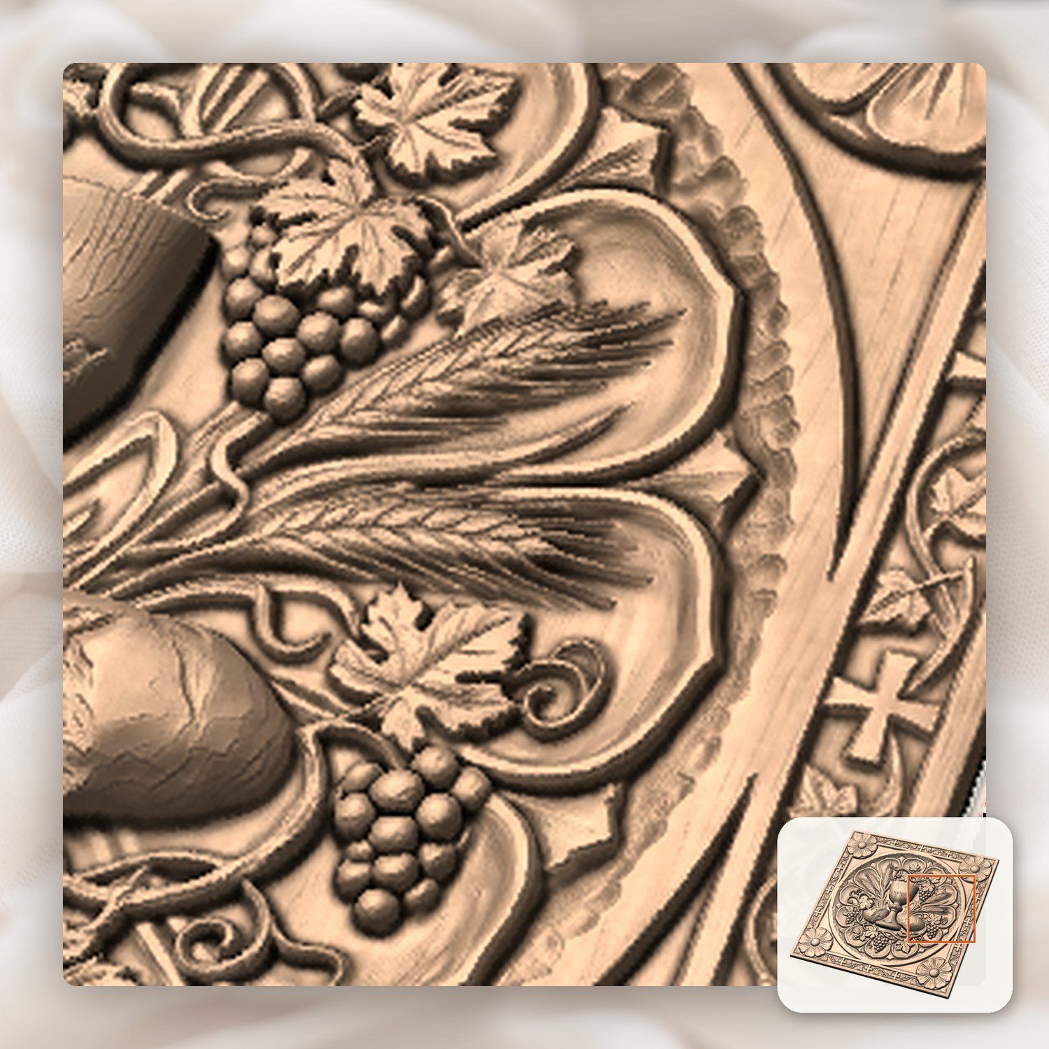 Eucharist Communion Chalice Bread Wheat CNC Relief STL bas-relief STL — view 8